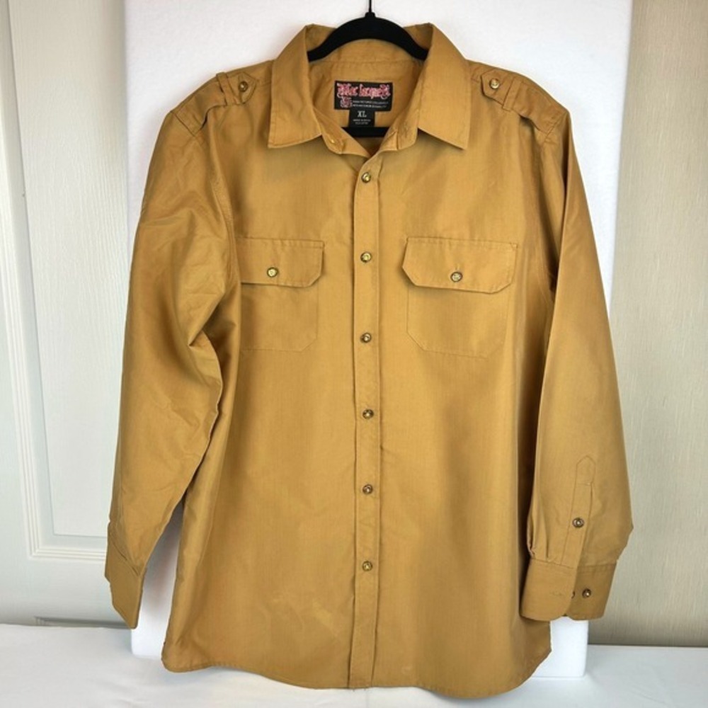 Blac‎ Lacquer Mens XL Tan Khaki Utility Button Down Long Shirt